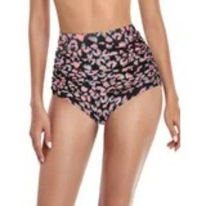 RELLECIGA Women's High Waisted Hipster Bikini Swimsuit Bottom Ruched Size L
